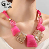 Colorful Rope Chain Necklace Chunky Beaded Pendant Punk Short Jewelry
