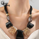 Colorful Rope Chain Necklace Chunky Beaded Pendant Punk Short Jewelry