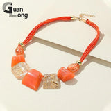 Colorful Rope Chain Necklace Chunky Beaded Pendant Punk Short Jewelry