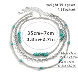 Gothic Multi-layer CCB Bead Chain Choker Bohemian Green Stone Clavicle Necklace