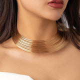 Exaggerated Multilayer Metal Wire Torques Collar Choker Necklaces for Women
