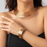 Exaggerated Multilayer Metal Wire Torques Collar Choker Necklaces for Women