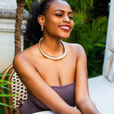 Chunky Stripe Chokers Necklace for Women Punk Metal Neck Chain
