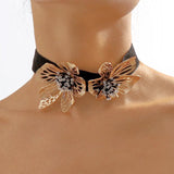 Gothic Velvet Flower Choker Necklace for Women