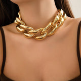Thick Metal Cuban Chain Choker Necklace for Women Punk CCB Buckle Short