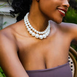 Layered Pearl Beads Choker Necklace for Women Charms Beaded Chain
