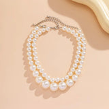 Layered Pearl Beads Choker Necklace for Women Charms Beaded Chain