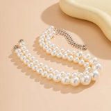 Layered Pearl Beads Choker Necklace for Women Charms Beaded Chain