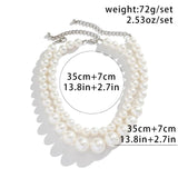 Layered Pearl Beads Choker Necklace for Women Charms Beaded Chain