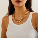 Thick Aluminum Link Chain Choker Necklace Punk Short Necklace