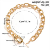 Thick Aluminum Link Chain Choker Necklace Punk Short Necklace