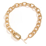 Thick Aluminum Link Chain Choker Necklace Punk Short Necklace