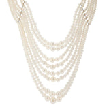Multilayer Pearl Choker Wide Bib Necklace for Women