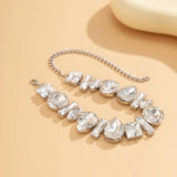 Crystal Linked Short Choker Necklace for Women Charms Wedding Collar