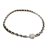 Leather Braid Crystal Necklace Magnetic Clip Collares