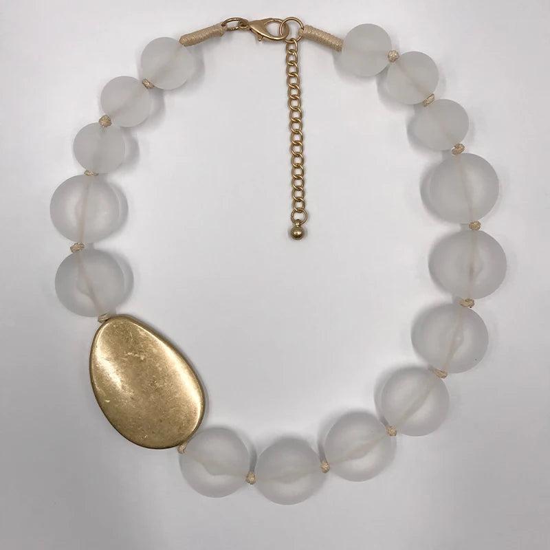 Vintage Collar Necklace Frosted Resin CCB Beads Earthy Collares Necklace