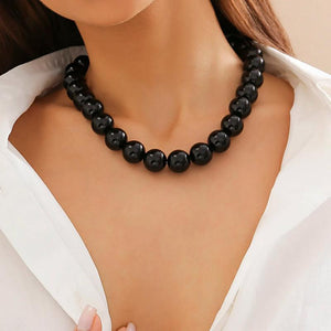 Acrylic Beaded Choker Necklace Exaggerated Large Bead Retro Gift