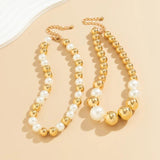 Pearl Beaded Short Choker Necklace Layered Chains Collar Accessories