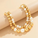 Pearl Beaded Short Choker Necklace Layered Chains Collar Accessories