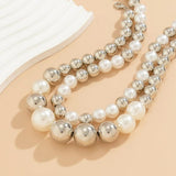 Pearl Beaded Short Choker Necklace Layered Chains Collar Accessories