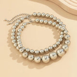 Layered Beaded Choker Necklace for Women Big Beaded Chain Collar on Neck