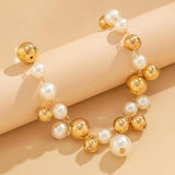 Pearl and CCB Ball Short Choker Necklace for Women