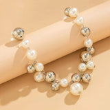 Pearl and CCB Ball Short Choker Necklace for Women