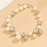 Pearl and CCB Ball Short Choker Necklace for Women