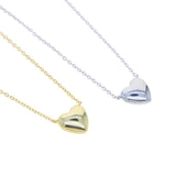 Heart Charm Link Chain Necklace - High Polished Metal - European Women Gift