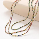 Boho Thin Natural Quartz Stone Necklace For Women Beads Choker Clavicle Chain