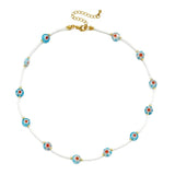 Boho Glass Flower Choker DIY Beaded Necklace Colorful Gift