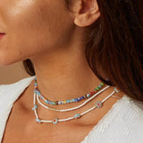 Boho Glass Flower Choker DIY Beaded Necklace Colorful Gift