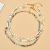 Boho Glass Flower Choker DIY Beaded Necklace Colorful Gift