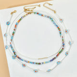 Boho Glass Flower Choker DIY Beaded Necklace Colorful Gift