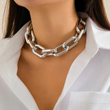 Chunky Metal Cross Chain Choker Necklace Punk Silver Hip Hop Gift