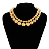 Vintage Double Layer Beaded Chain Choker Necklace Set