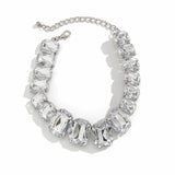 Square Rhinestone Short Choker Necklace for Women