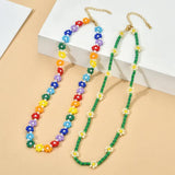 Boho Seed Beads Flower Choker Necklace Weave Beaded Pendant Summer Jewelry