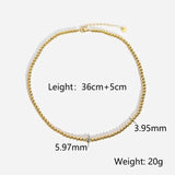 Minimalist 16K Stainless Steel CZ Necklace for Women Party Gift