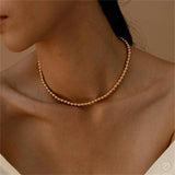 Minimalist 16K Stainless Steel CZ Necklace for Women Party Gift