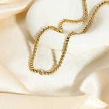 Minimalist 16K Stainless Steel CZ Necklace for Women Party Gift