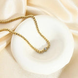 Minimalist 16K Stainless Steel CZ Necklace for Women Party Gift