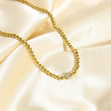 Minimalist 16K Stainless Steel CZ Necklace for Women Party Gift