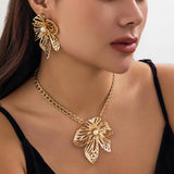 Big Flower Clavicle Necklace Metal Chain Punk Statement Jewelry