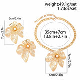 Big Flower Clavicle Necklace Metal Chain Punk Statement Jewelry