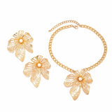 Big Flower Clavicle Necklace Metal Chain Punk Statement Jewelry