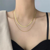 Punk Double Layered Necklace Snake Bone Chain Choker Female