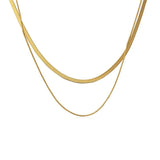 Punk Double Layered Necklace Snake Bone Chain Choker Female