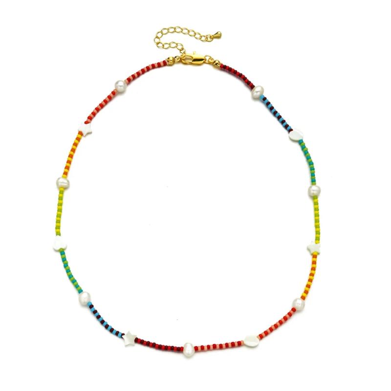 Pearl Beads Choker Necklace Shell Star Beads Pendant Necklace