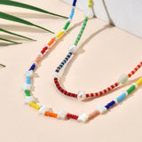 Pearl Beads Choker Necklace Shell Star Beads Pendant Necklace